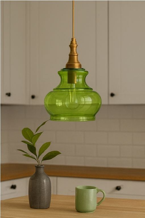 מנורת תליה זכוכית ירוקה דגם יובי (31) AMR - Image 2