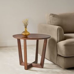 עץ מלא שולחן צד וינטג אגוז MMS