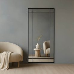 מראה גוף מלבנים עם מסגרת פנימית שחור MMS