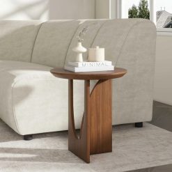 עץ מלא שולחן צד רגל מתעגלת אגוז MMS