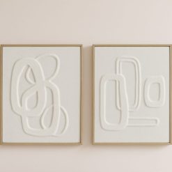 סט אמנות קיר טקסטורה תלת־ממדית בגוון שמנת DDA