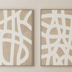 סט ציורים מודרני ומרגיע בגווני בז’ ולבן DDA