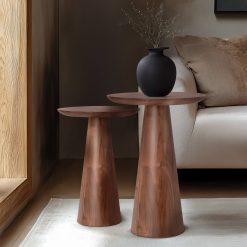 סט שולחנות צד קונוס – עץ מלא אגוז MMS