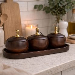 סט 3 פגודות על מגש עץ ABS