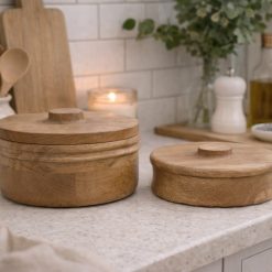 סט 2 קופסאות טבעי עץ ABS