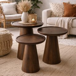 סט 3 שולחנות צד מעץ אגוז ABS
