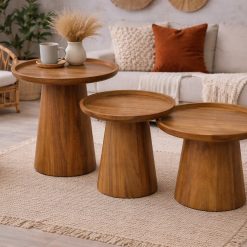 סט 3 שולחנות סלון עגולים – דגם ג’קסון ABS