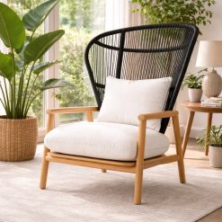 כורסא מפוארת מעץ טיק עם קליעת חבלים EAT