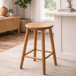 כיסא בר עץ טיק מלא – גימור טבעי EAT