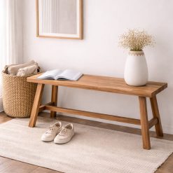 ספסל עץ טיק ממוחזר – גימור טבעי EAT