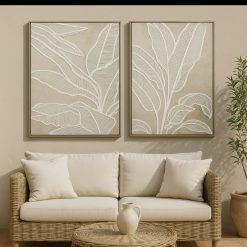 תמונות דקורטיבית – עלים טרופיים בטקסטורה תלת־ממדית DDA