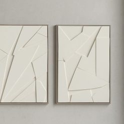 סט תמונות תלת־ממדיות אמנות מודרנית בגווני קרם DDA