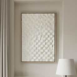 אמנות קיר בטקסטורה תלת־ממדית בגוון שמנת DDA