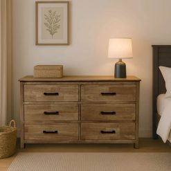 וינה קומודה עץ 6 מגירות טבעי MMS