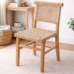 Fabio כסא אוכל מעץ טיק וראטן סינטטי BRO