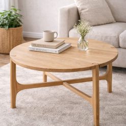 שולחן סלון עגול מעץ מלא EAT