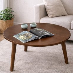 שולחן סלון עגול מעץ מלא – גימור אגוז EAT