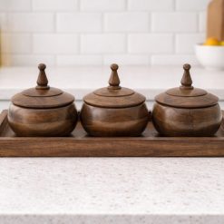 מגש 3 קופסאות מעץ מנגו ABS