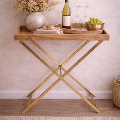 מגש סרוויס מתקפל מעץ מנגו ומתכת ABS