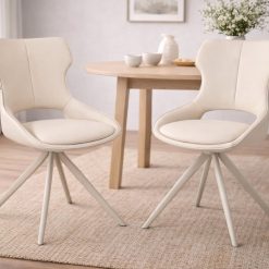 כיסא אוכל מרופד – אלכס (דמוי עור) עם רגלי מתכת ABS