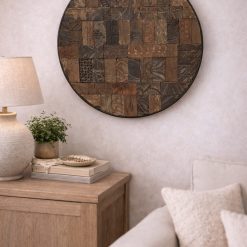 תמונת קיר עגולה מעץ ממוחזר – דוגמת ABS Print