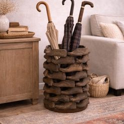 מעמד A דקורטיבי עם צמח – עץ טבעי, וינטג’ ABS