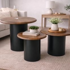 סט 3 שולחנות סלון עגולים ABS