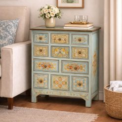 שידת עץ מצוירת – 9 מגירות דגם ארון MUK