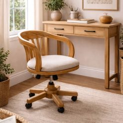 כיסא משרדי מעץ מלא – עבודת יד מאינדונזיה דגם מילי HBB