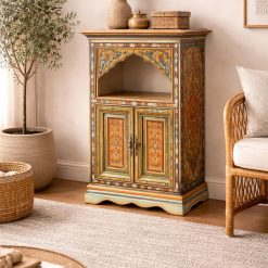 שידת עץ מצוירת עם שתי דלתות דגם סאמר MUK