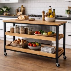 עגלת מטבח מעץ וברזל דגם הרמוני GLRM