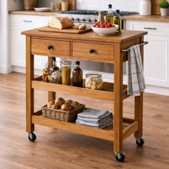 עגלת מטבח מעץ מלא דגם דבין GLRM