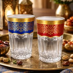 סט כוסות מסורתי מעוטר – 12 יחידות דגם רין AMR