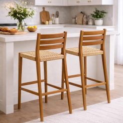 Evelyn כסא בר מעץ וראטן סינטטי BRO