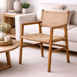 Jepara כסא טיק וראטן סינטטי עם ידיות BRO