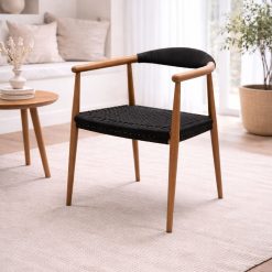 Paros כסא עם אריגה סינטטית שחורה BRO