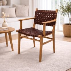 Surakarta כסא עור קלוע עם ידיות BRO