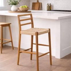 Stripe כסא בר מעץ וראטן סינטטי BRO