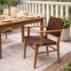 Surakarta כסא עור קלוע עם ידיות BRO