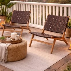 Jepara כורסא טיק ועור BRO