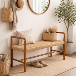 Meno ספסל מעץ טיק וראטן סינטטי BRO