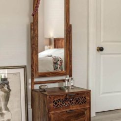 מראת עמידה עם שידת אחסון מעץ מלא GLRM