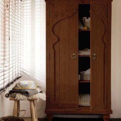 ארון בגדים / אחסון מעץ מלא עם גילופים דגם טבע GLRM