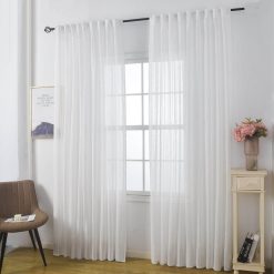 וילון ניקוס פשתן לבן ASH